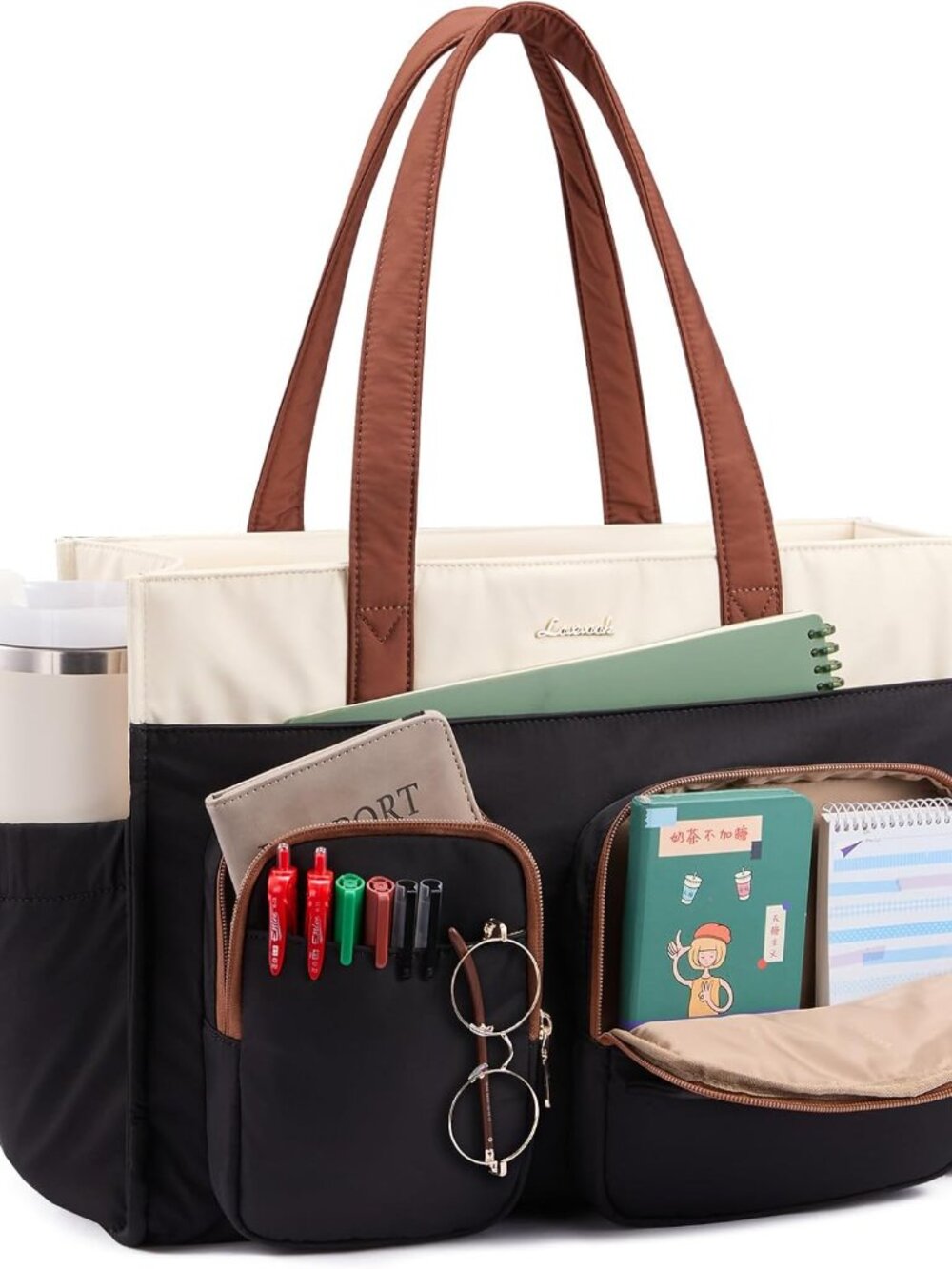 Teacher Tote Bag for Women,Multi-pocket Laptop Bag with Large Cup Holder,Nurse B